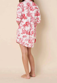 THE cat's PAJAMAS Women's Idle Hours Pima Knit Night Shirt in white red - women's intimate - detail view