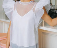 Buddylove - Tulle Organza Ruffle Sleeve Top