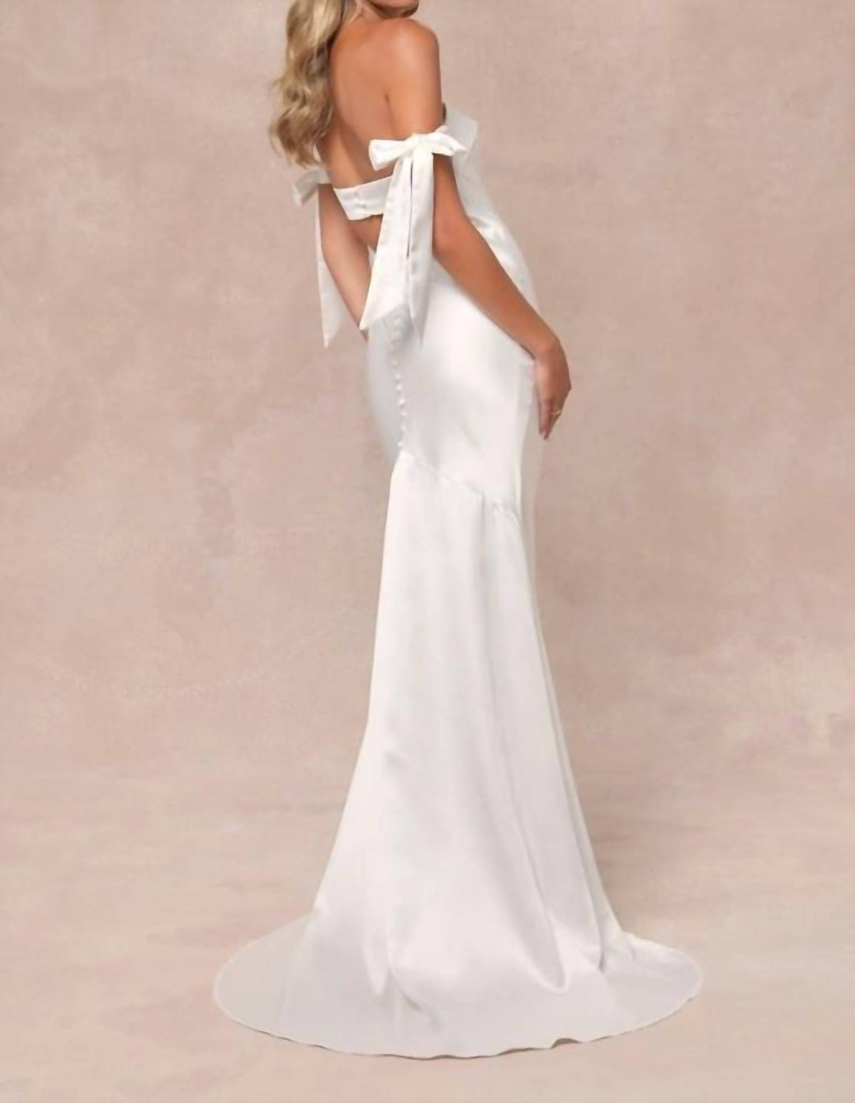 Lulus - Eternally Loved Cutout Satin Off-the-shoulder Maxi Dress