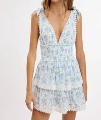 Sky To Moon - Penelope Ditsy Eyelet Tie Strap Layered Lace Mini Dress