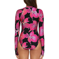 Trina Turk - Women's Floral Long Sleeve Front Zip One Piece Swimsuit