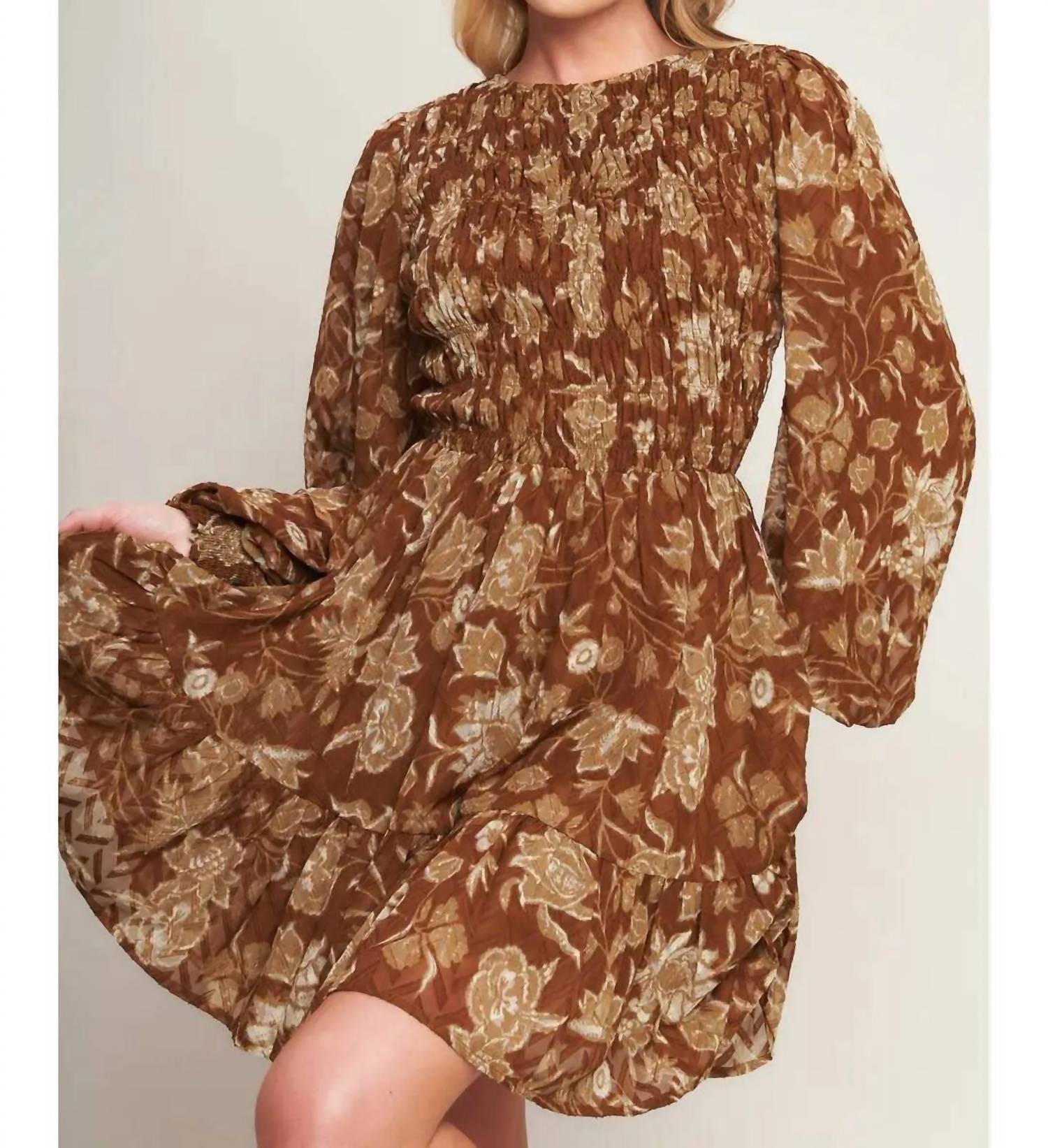 Flying Tomato - Golden Meadow Smocked Mini Dress