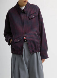 Tibi - Jules Wool Gingham Bomber Jacket