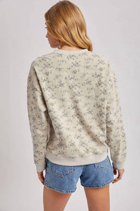 Bluivy - Vintage Floral Print Crewneck Sweatshirt