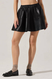 Astr - CHELSEY FLARED FAUX LEATHER SKIRT