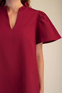 Style Usa - Ruffle V-neck Mini Dress