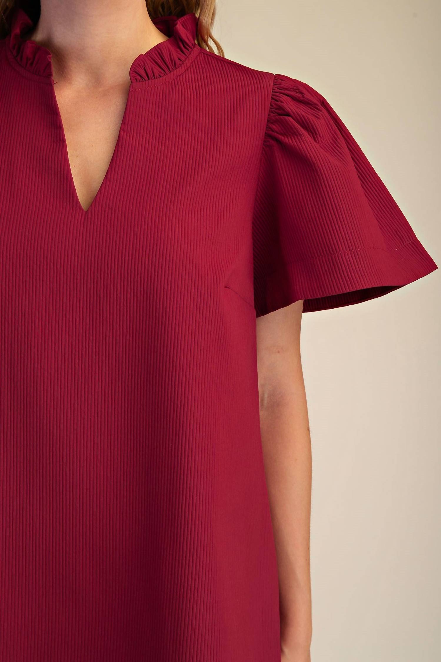 Style Usa - Ruffle V-neck Mini Dress