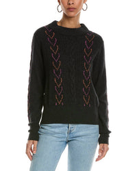 Brodie Cashmere Skylah Cable Sweater in charcoal - women's sweater