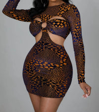 Good Time Usa - Hard To Catch Sheer Velvet Mid Ring Print Mini Dress