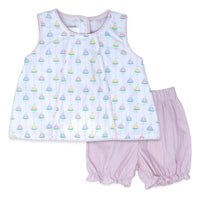 Lullaby Set Girls Channing Bloomer Set in pink seaside sailboats - item