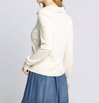 Thread & Supply Lucy Collared Top in off white - women's long sleeve top - alternate view