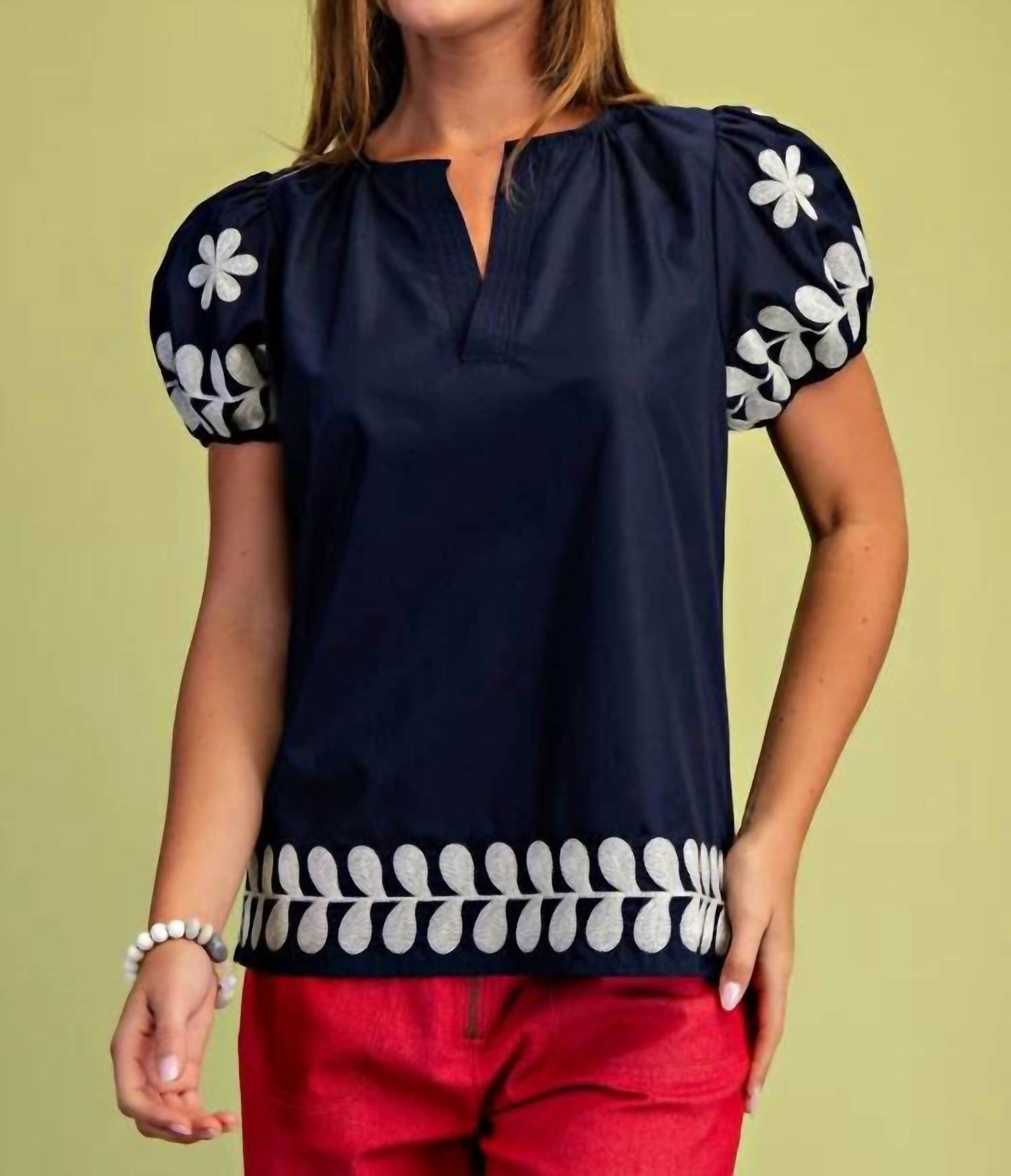 Gigio - Puff Sleeve V-neck Top