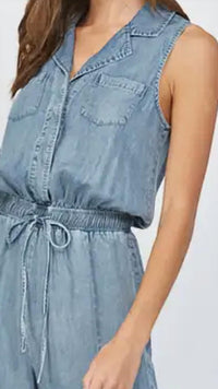 Fate by LFD Rigsby Tencel Jumpsuit in denim - women's pants - detail view