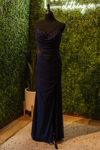 La Femme Women's Prom Dress in marine blue - women's dress - detail view
