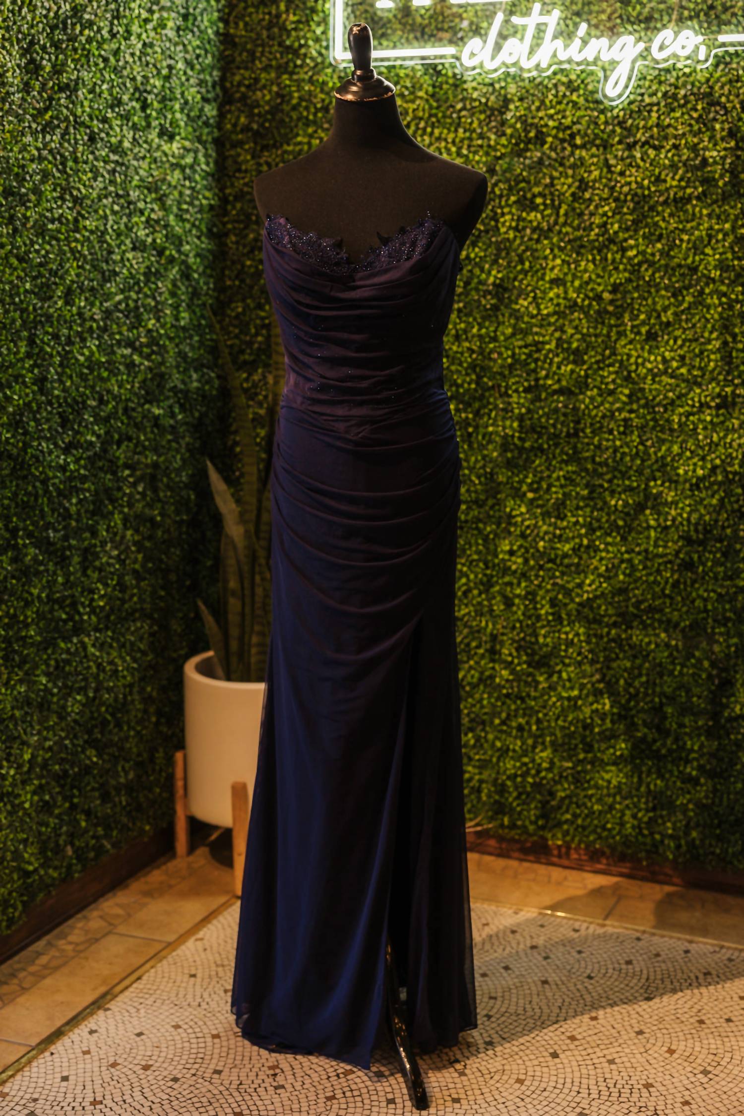 La Femme Women's Prom Dress in marine blue - women's dress - detail view
