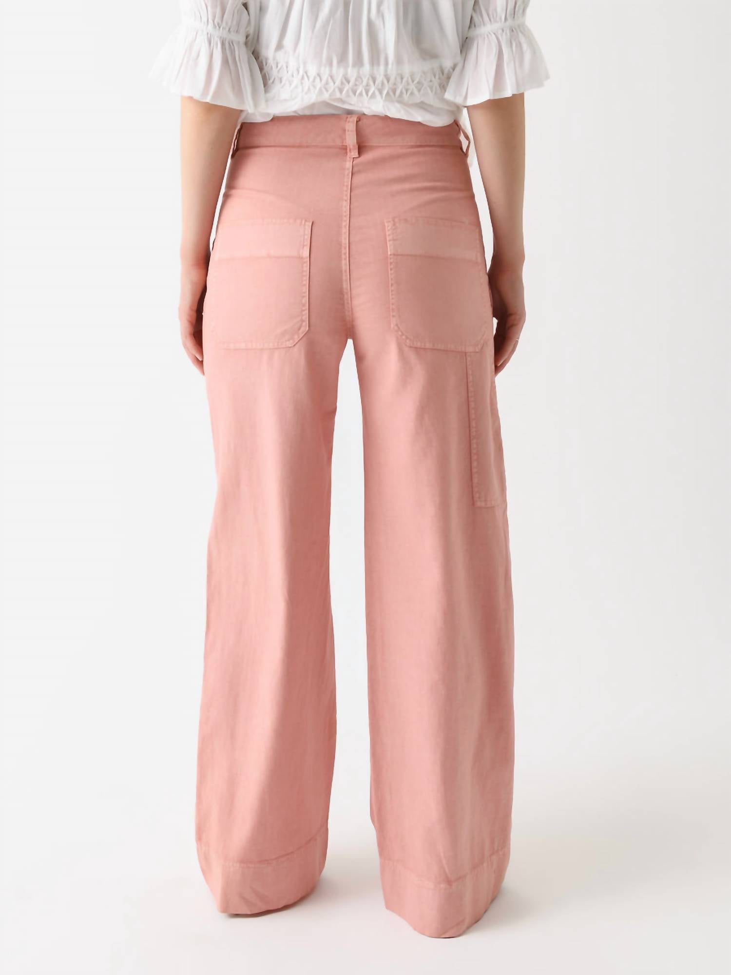 vanessabruno Carlos Linen Cargo Pant in rose - women's jeans - alternate view