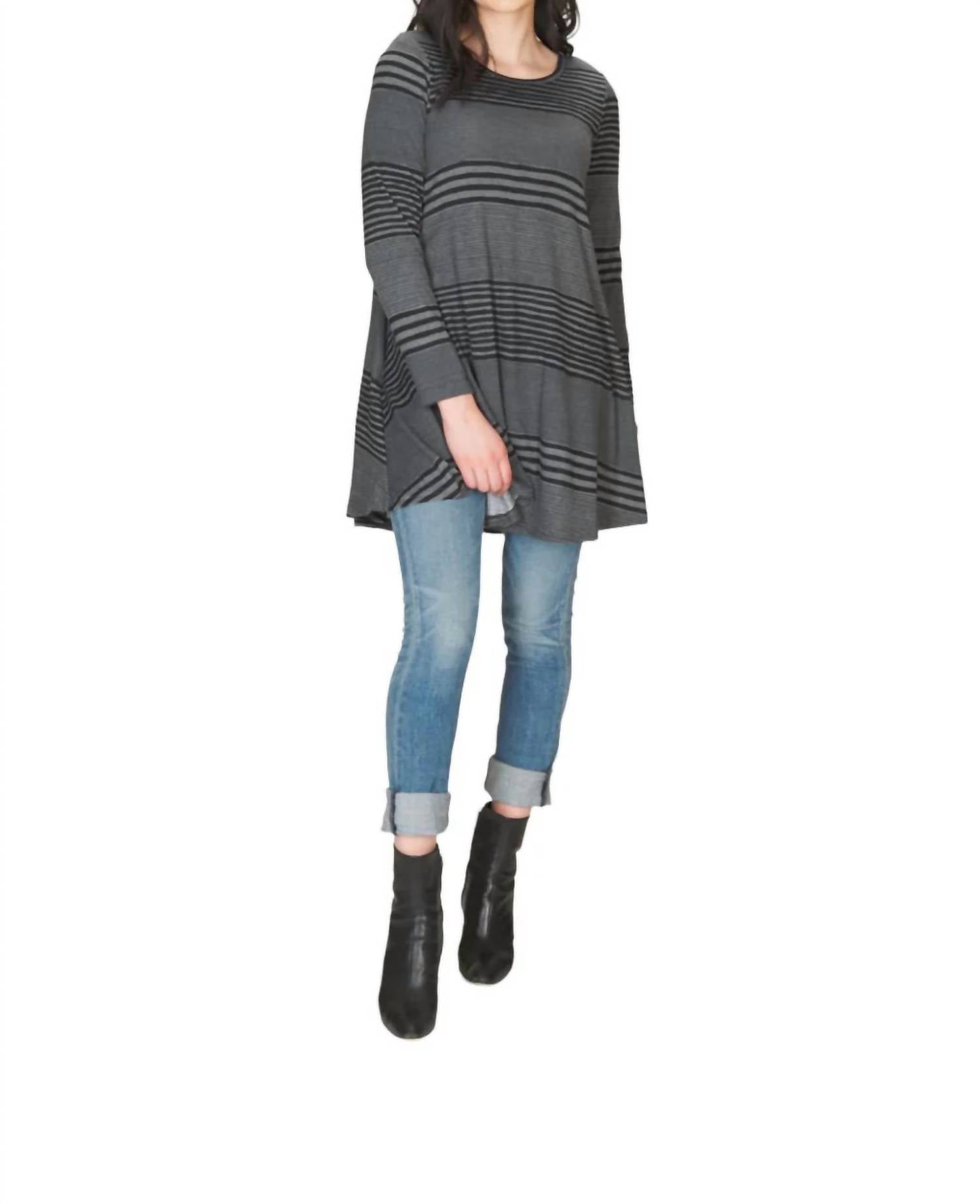 Papillon - Multi Stripe A-line Tunic With Pockets