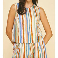 Pinch - Stripe Top with Button
