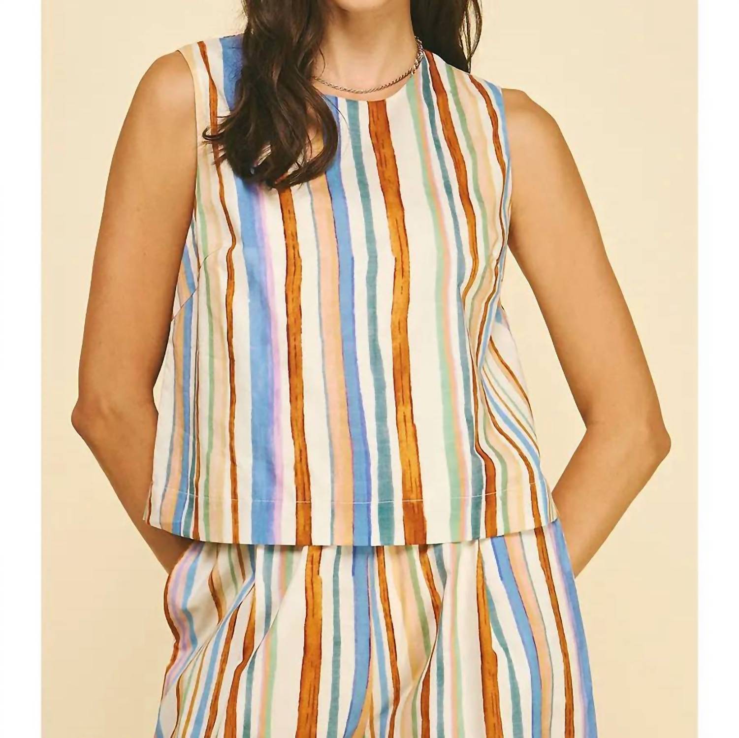 Pinch - Stripe Top with Button