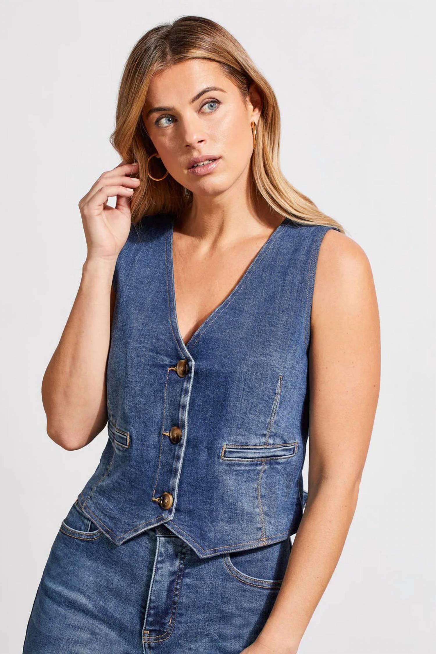 Tribal - Denim Vest With Back Tie