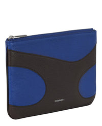 Salvatore Ferragamo Women's Cut-out Pebbled Leather Phone Pouch in blue multi - women's accessory - detail view