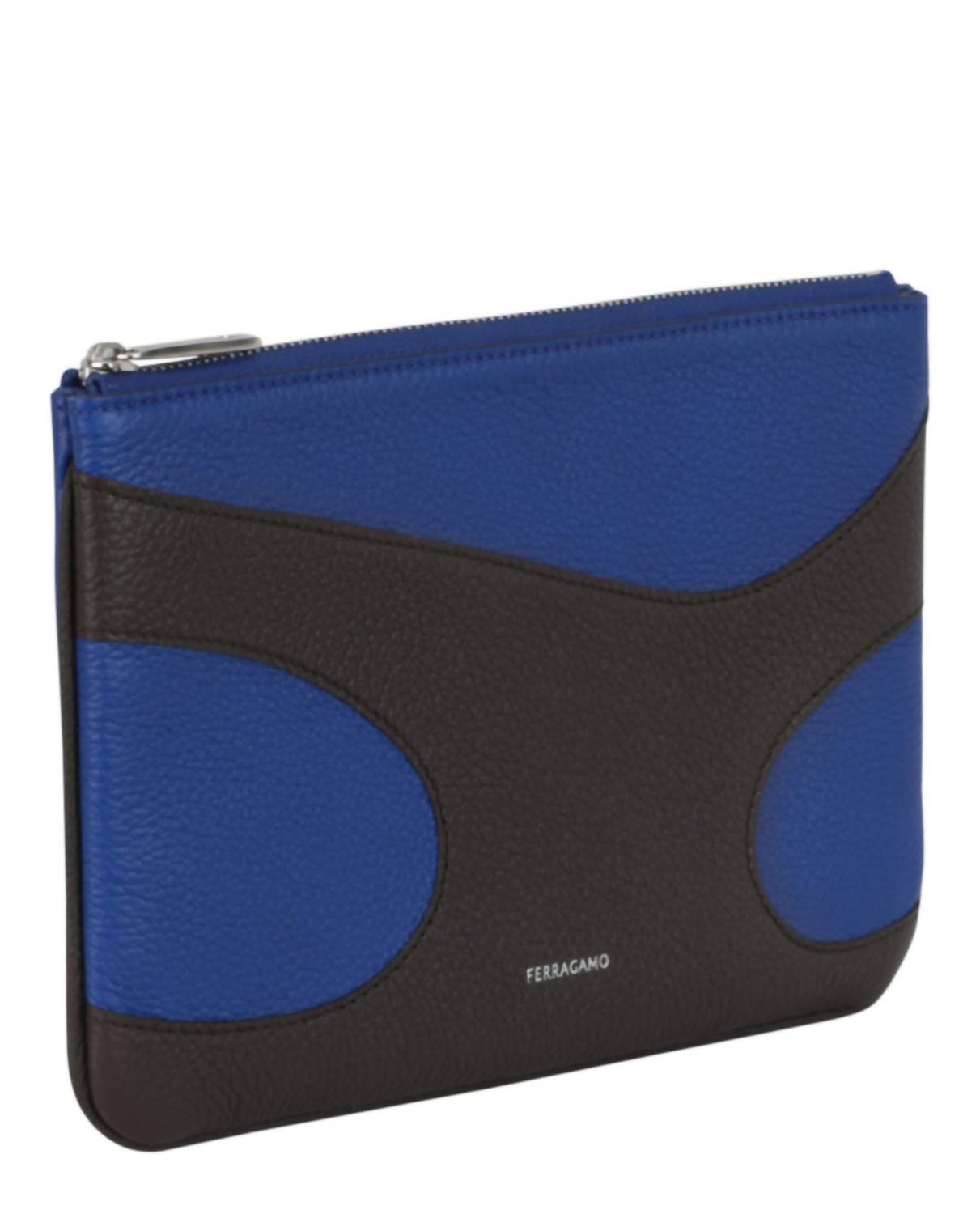 Salvatore Ferragamo Women's Cut-out Pebbled Leather Phone Pouch in blue multi - women's accessory - detail view