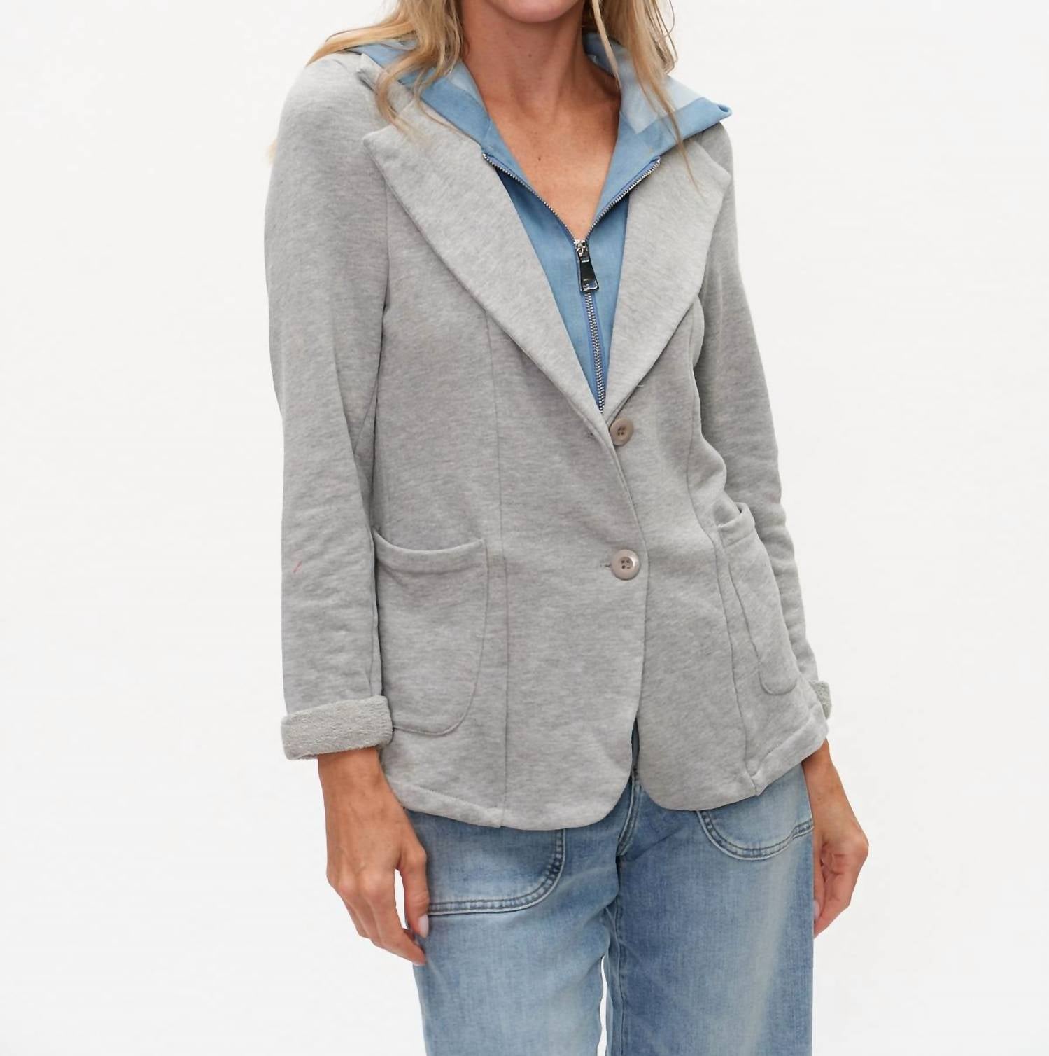 SIX/FIFTY Torino Sweater Blazer in heather grey - women's jacket - view 4