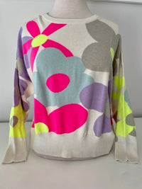 Brodie Cashmere Women's Floral Crew Sweater in icewater - women's sweater