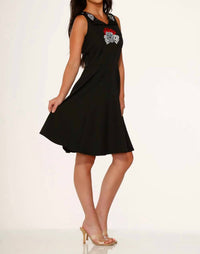 Orchid Bloom - Skulls Embroidered Swing Dress