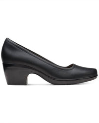 Clarks Women's Emily Belle Pump in black leather - women's heels - detail view