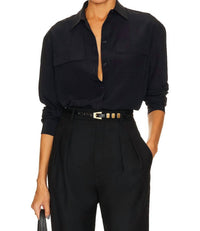NILI LOTAN Ellias Shirt in dark navy - women's shirt