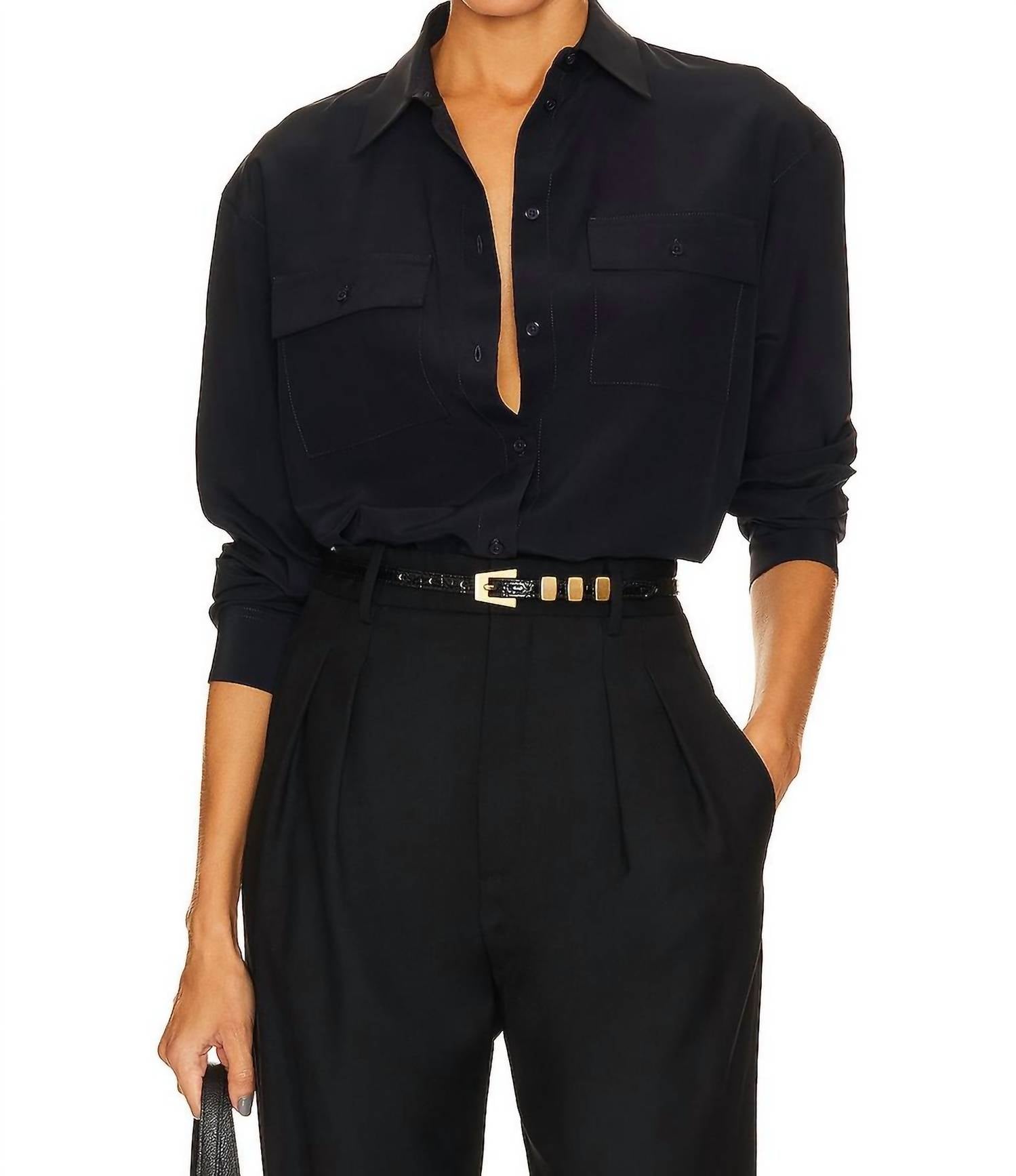NILI LOTAN Ellias Shirt in dark navy - women's shirt