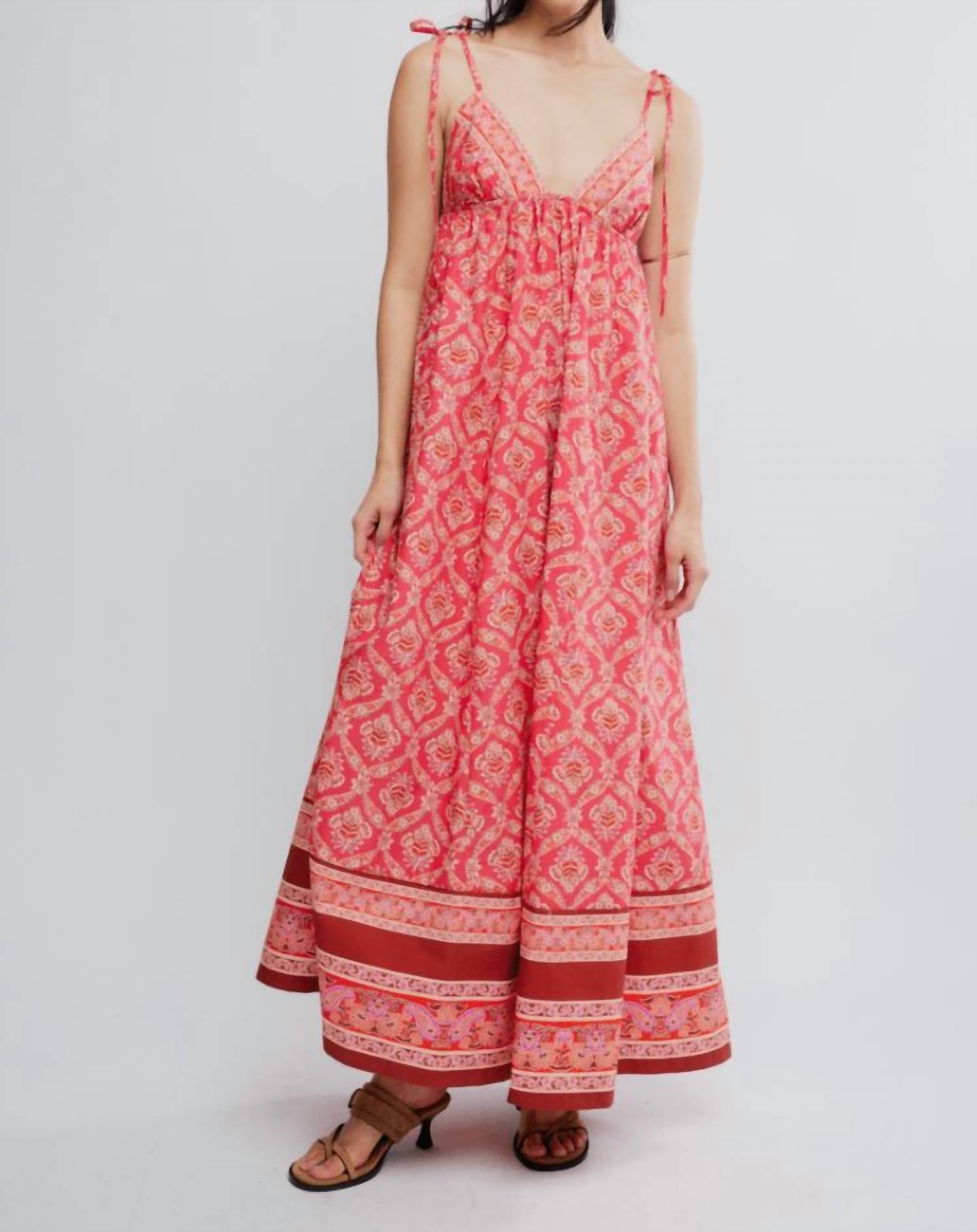 Free People Sorrento Stroll Printed Dress in tart berry combo - women's dress - alternate view