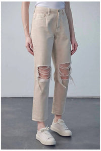 Hidden - Hi-rise Shredded Knee Jeans