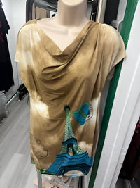 Paris Paris - Women's Belted Cowl Neck Tunic Top
