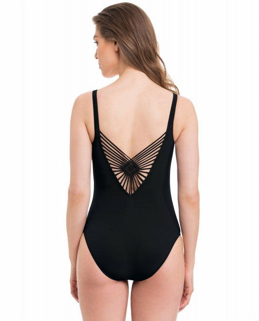Profile By Gottex - Java V-neck Macrame Back One Piece Swimsuit