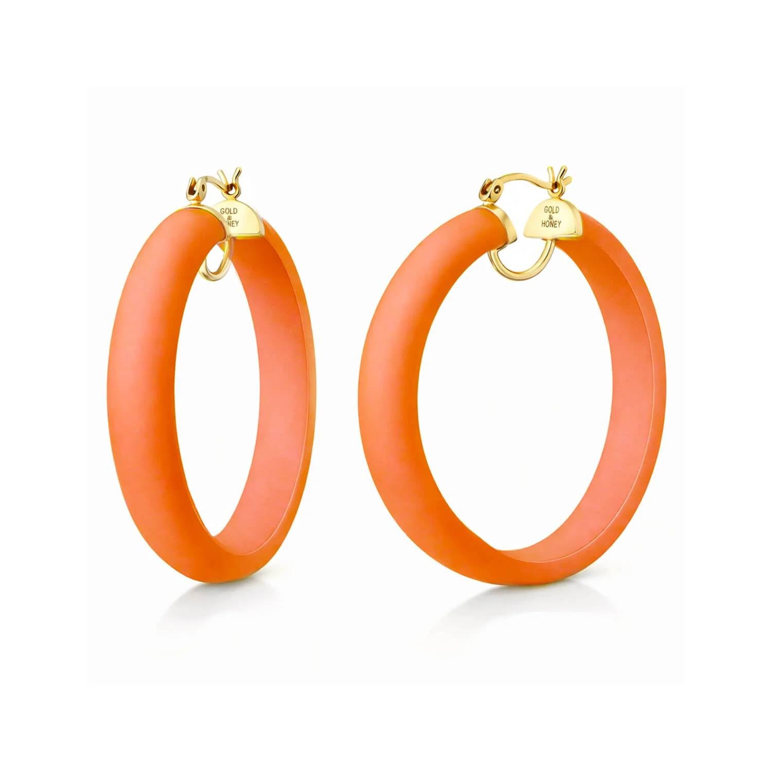 Gold & Honey - Women's Frosted Lucite Hoop Earrings