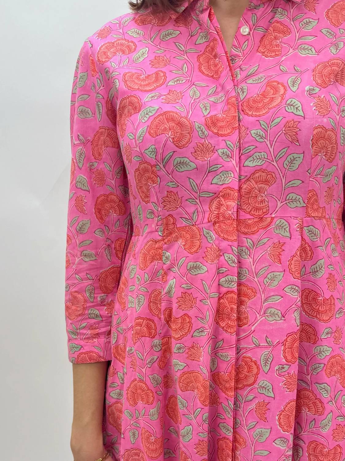 Juliet Dunn - Scalloped Cotton Shirt Midi Dress