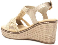 Xti Women's Textile Open Toe Sandals in gold textile - women's sandal - alternate view