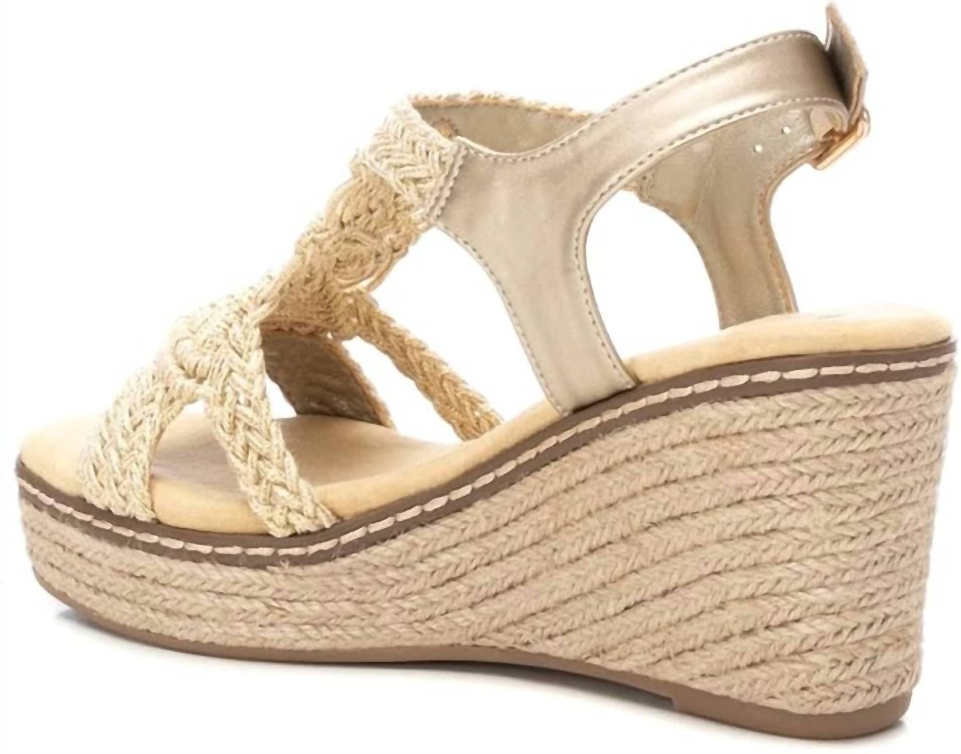 Xti Women's Textile Open Toe Sandals in gold textile - women's sandal - alternate view