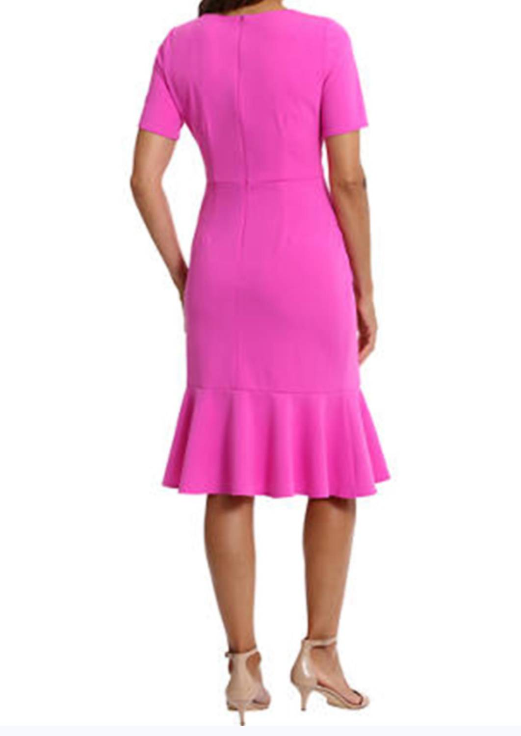 London Times - Flounce Hem Short Sleeve Sheath Dress