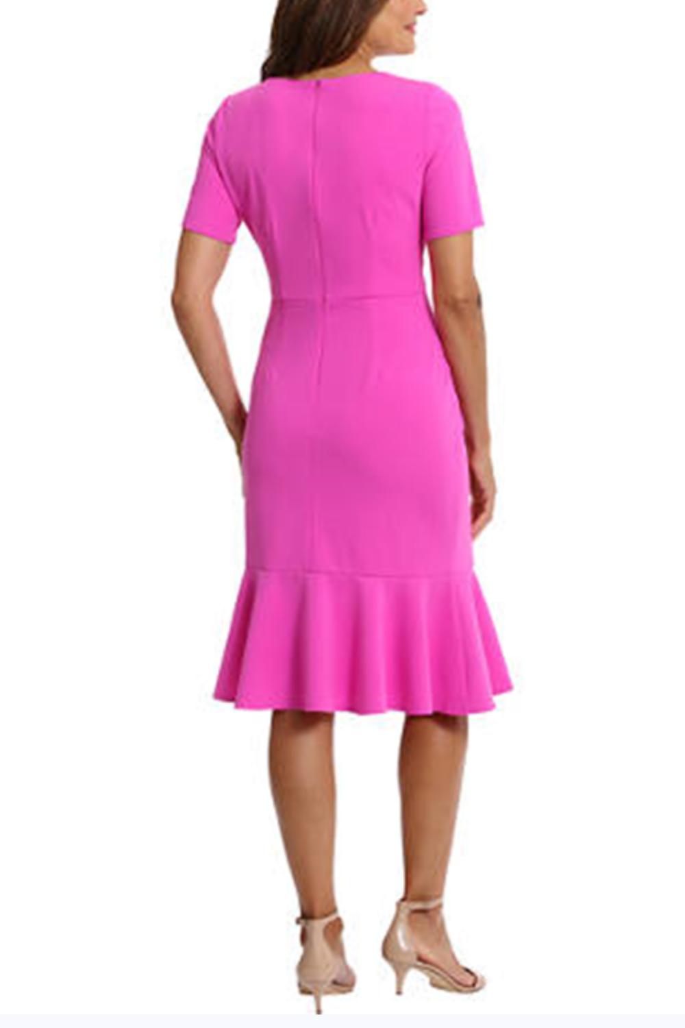 London Times - Flounce Hem Short Sleeve Sheath Dress