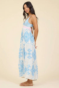 Surf Gypsy - Printed Halter Colorblock Midi Dress