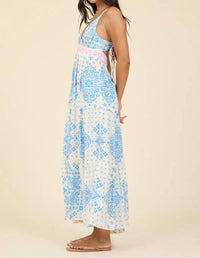 Surf Gypsy - Printed Halter Colorblock Midi Dress