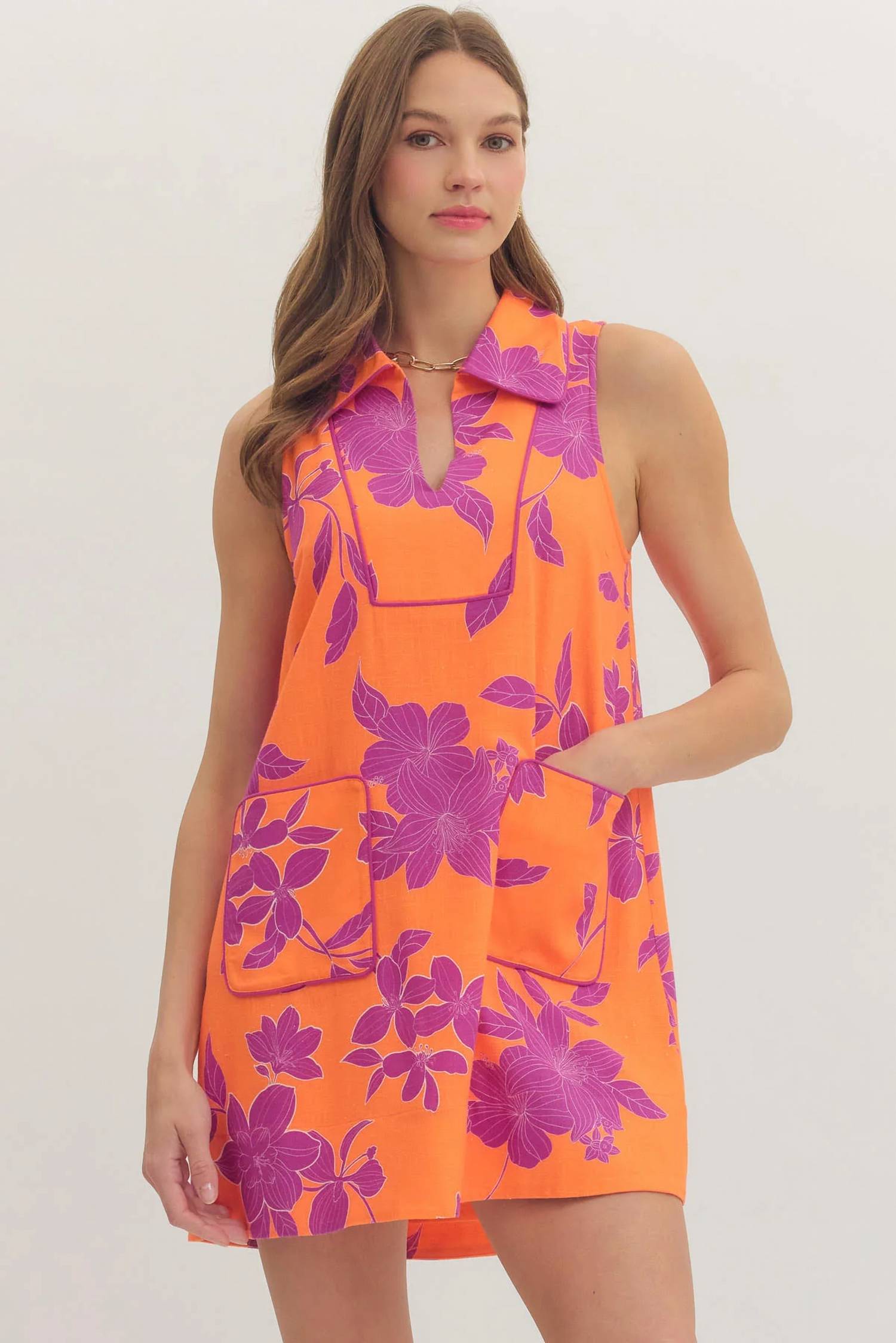 Entro - Floral Collared Shift Dress