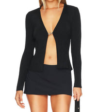 L'Agence - Juno Cardigan with Chain Detail in Black