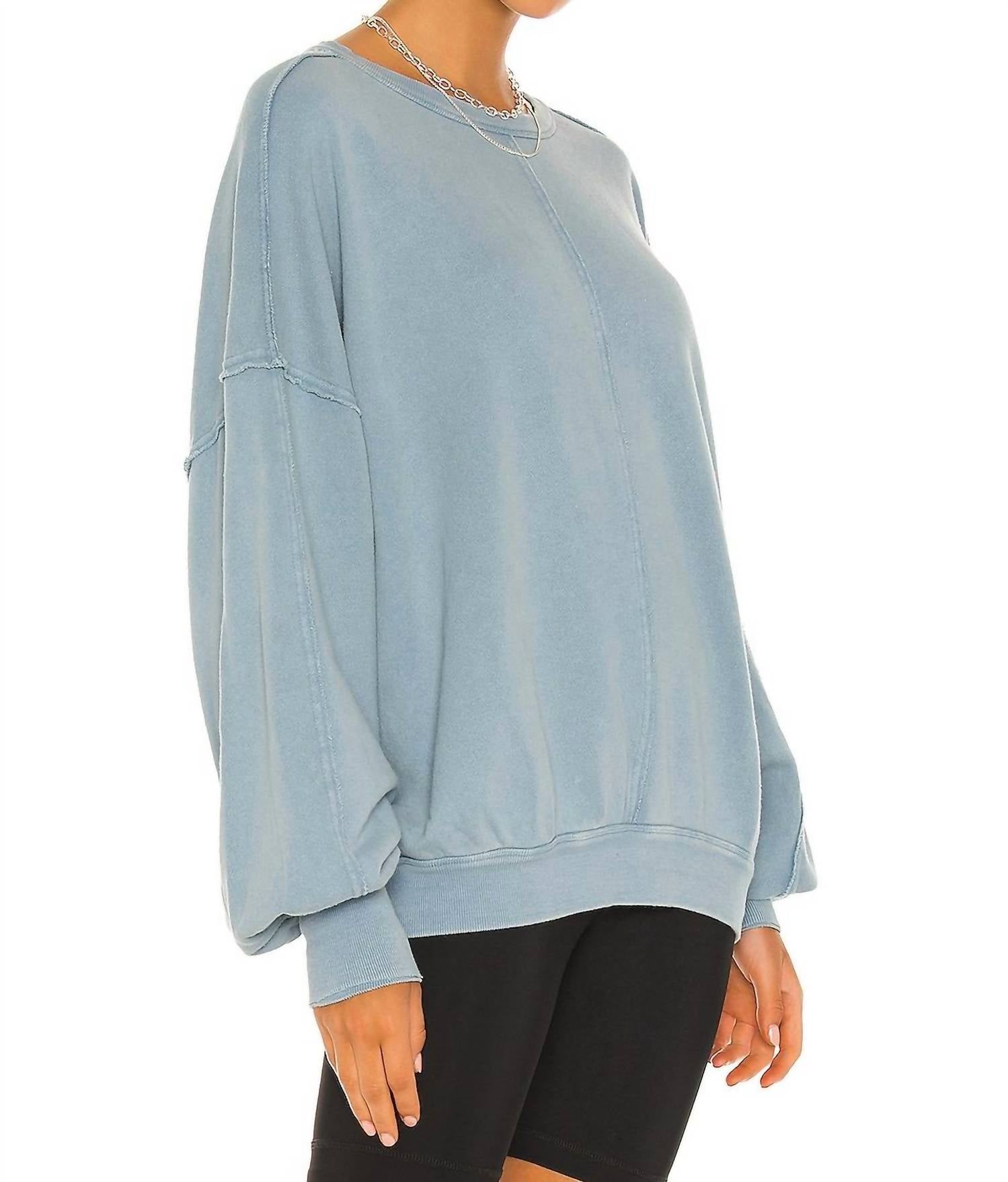 Free People Easy Does It Pullover in bottled blue - women's top - alternate view
