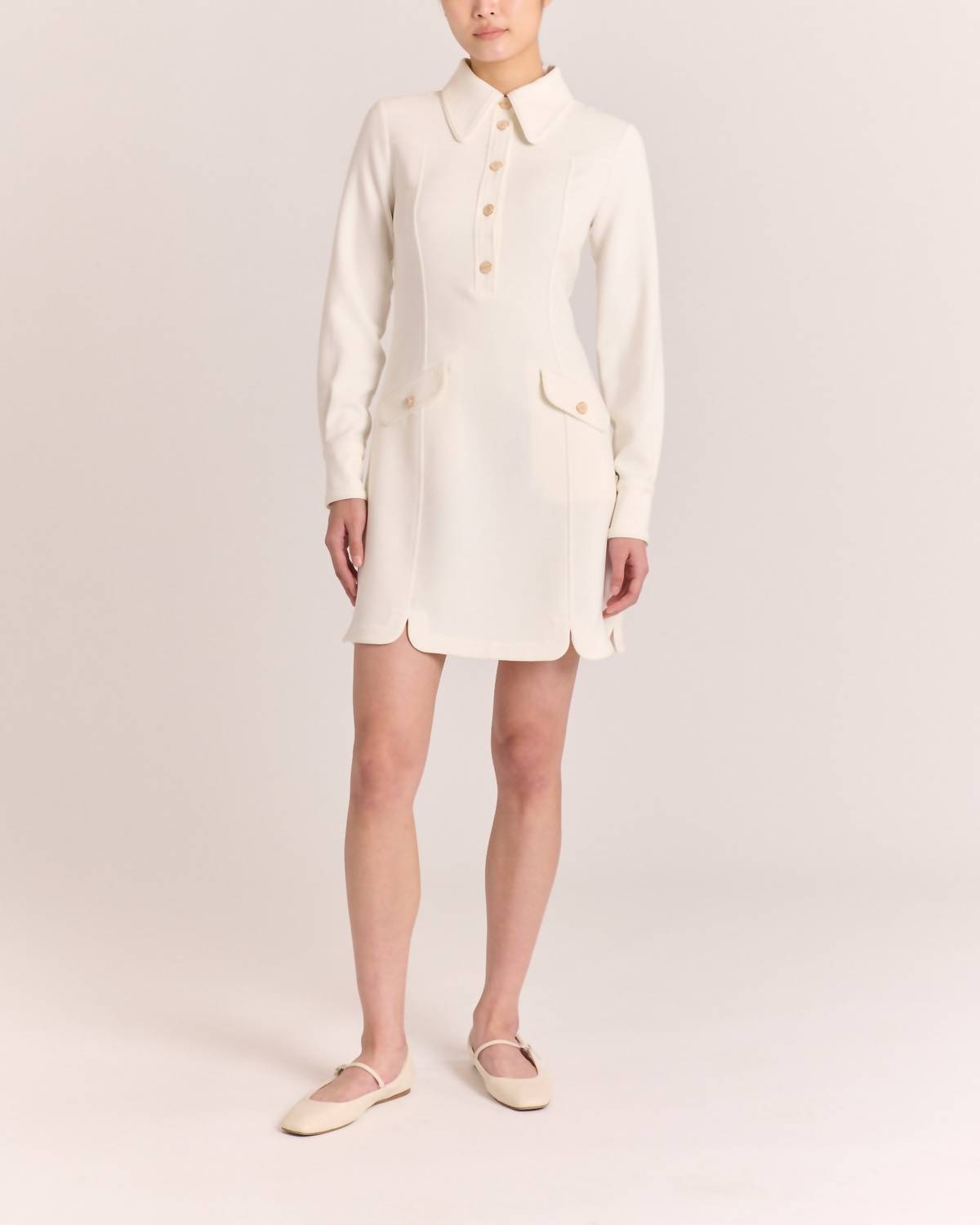 Cartolina Nantucket Hayes Mini Dress in ivory - women's dress - detail view