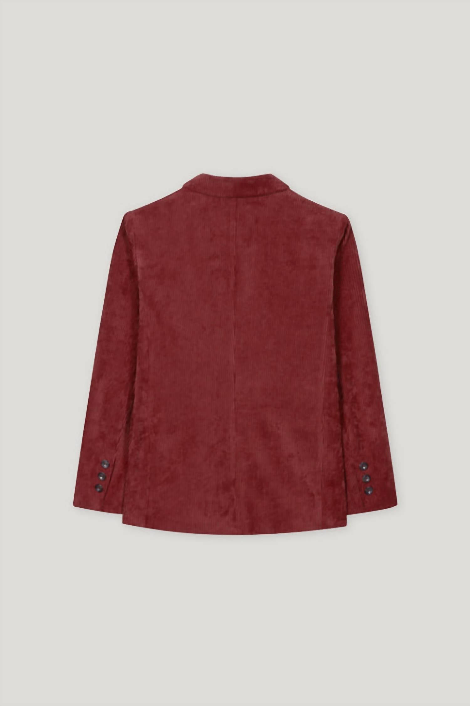 LUISA CERANO Women's Corduroy One Button Blazer Jacket in berry red - women's jacket - view 4