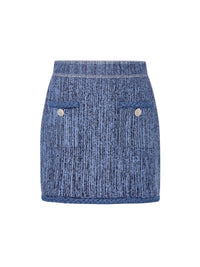 MILLY Soleil Pinstripe Knit Mini Skirt in blue multi - women's skirt - detail view